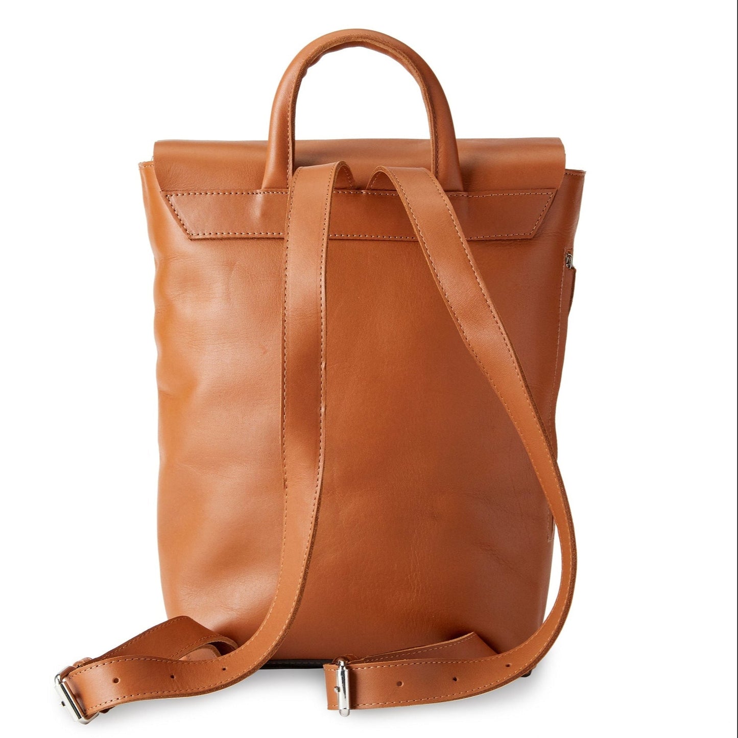 The back of the Miina Camino Caramel backpack