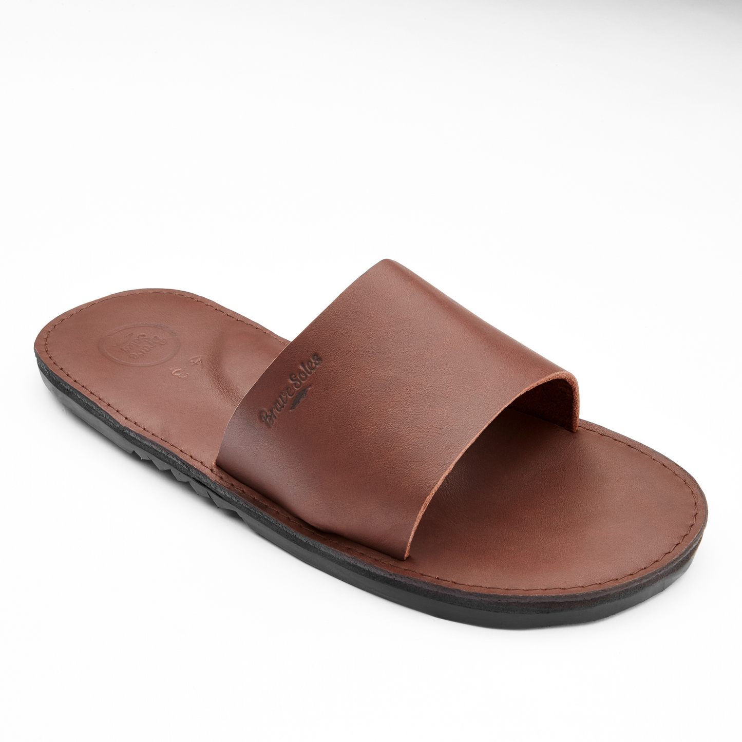 The Miina Antonio Leather Slide Sandal Cocoa Angle View