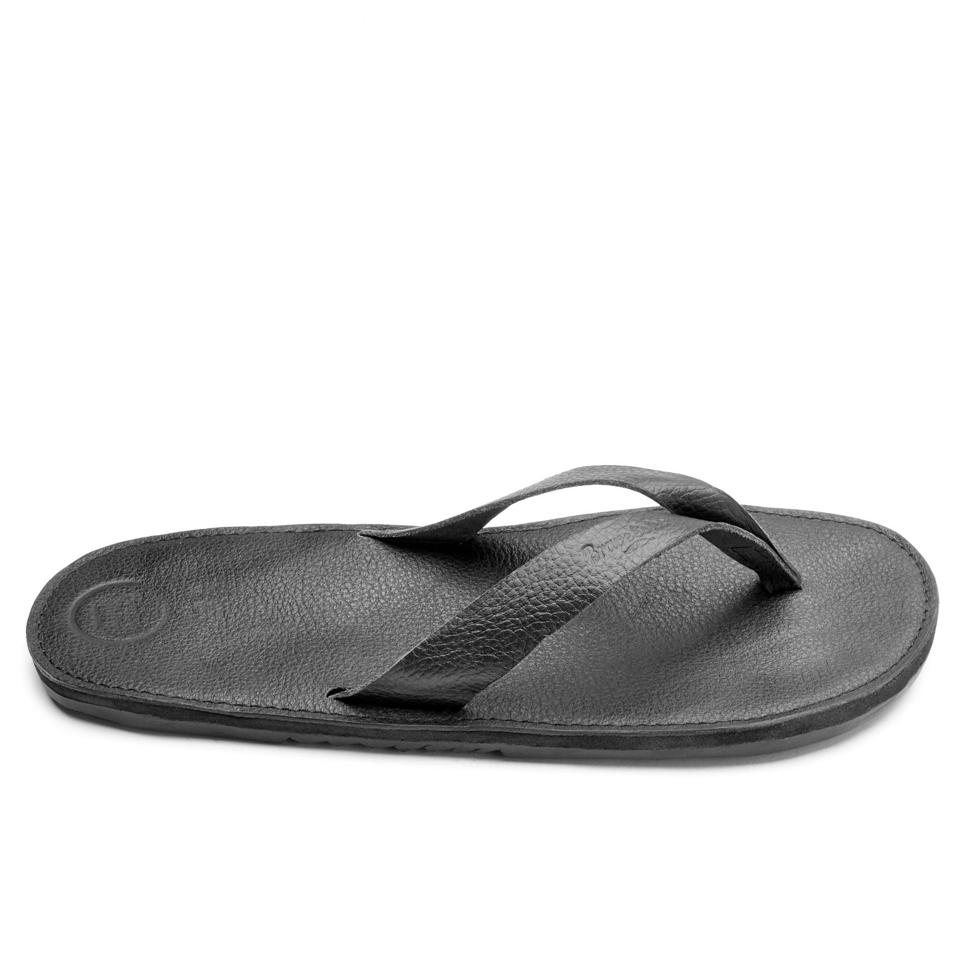 The Brave Soles Novio Leather Slide Sandal Black Side View