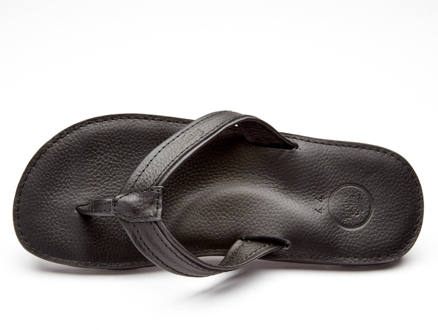 The Miina Padre Leather Flip Flop Top View in Black
